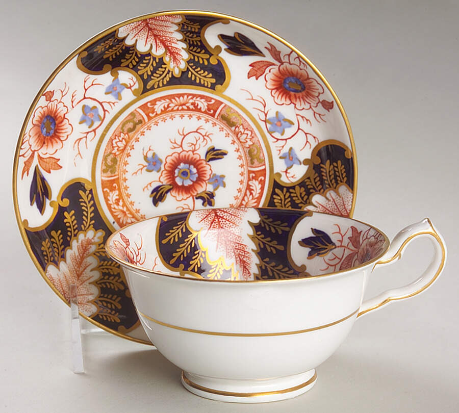 Battersea (Smooth) Footed Cup & Saucer Set by Royal Crown Derby-1