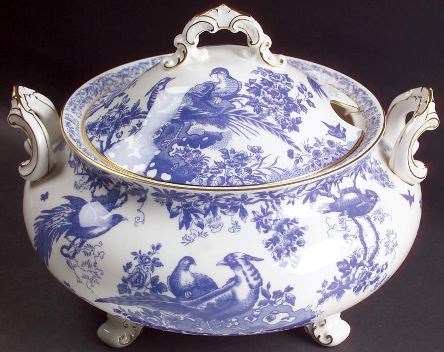 Blue Aves Tureen &  Lid by Royal Crown Derby-1