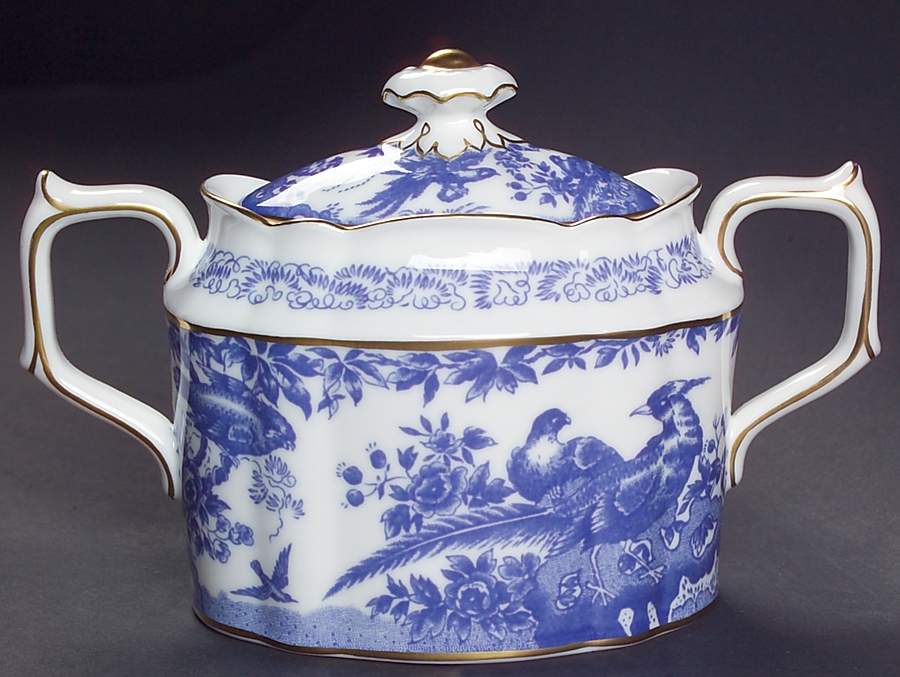 Blue Aves Sugar Bowl & Lid by Royal Crown Derby-1