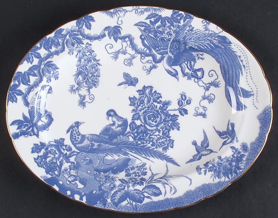 Blue Aves 13" Oval Serving Platter by Royal Crown Derby-1