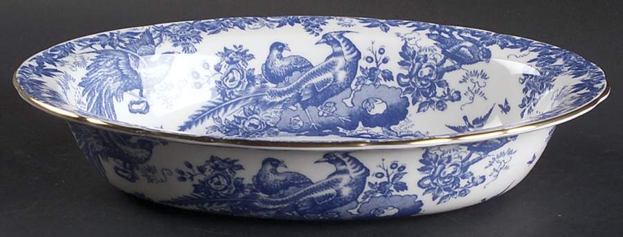 Blue Aves 9" Oval Vegetable Bowl by Royal Crown Derby-1