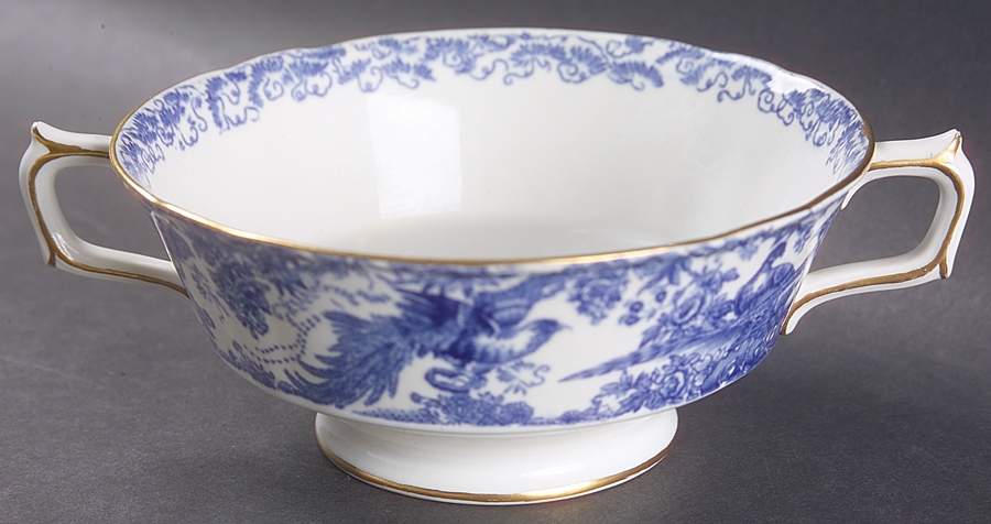 Blue Aves Footed Cream Soup Bowl by Royal Crown Derby-1