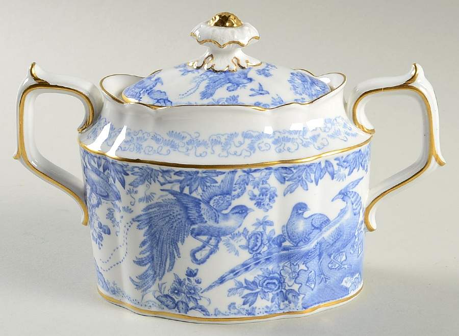 Blue Aves Sugar Bowl & Lid by Royal Crown Derby-1