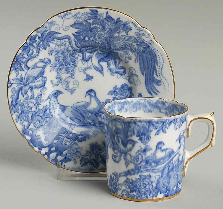 Blue Aves Flat Demitasse Cup & Saucer Set by Royal Crown Derby-1