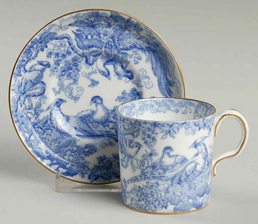 Blue Aves Flat Demitasse Cup & Saucer Set by Royal Crown Derby-1