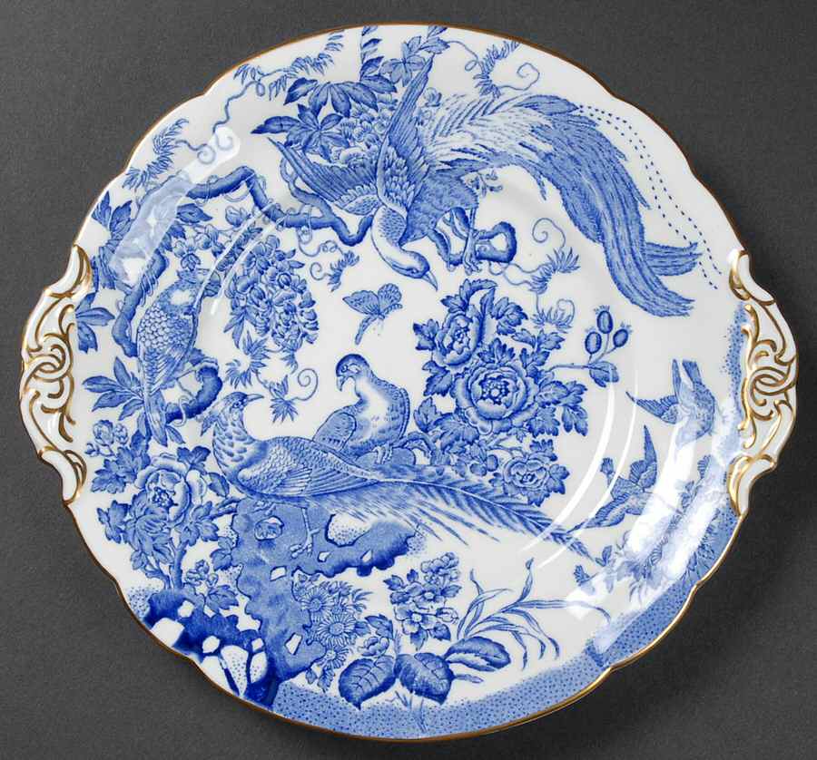 Blue Aves Handled Cake/Pastry Plate by Royal Crown Derby-1
