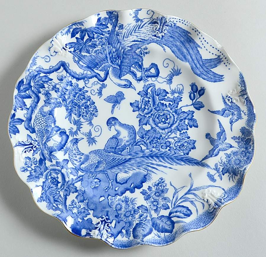 Blue Aves Embossed Sheffield Dessert Plate by Royal Crown Derby-1