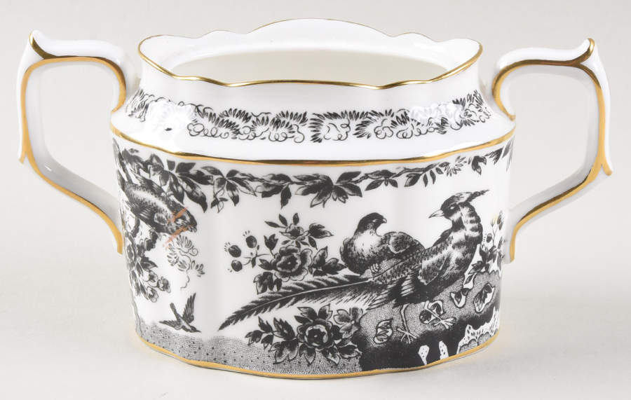 Black Aves (Gold Trim) Sugar Bowl No Lid by Royal Crown Derby-1