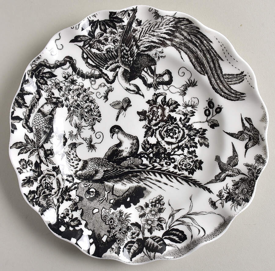 Black Aves (Gold Trim) Sheffield Dessert Plate by Royal Crown Derby-1