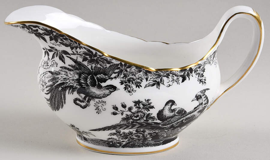 Black Aves (Gold Trim) Gravy Boat by Royal Crown Derby-1