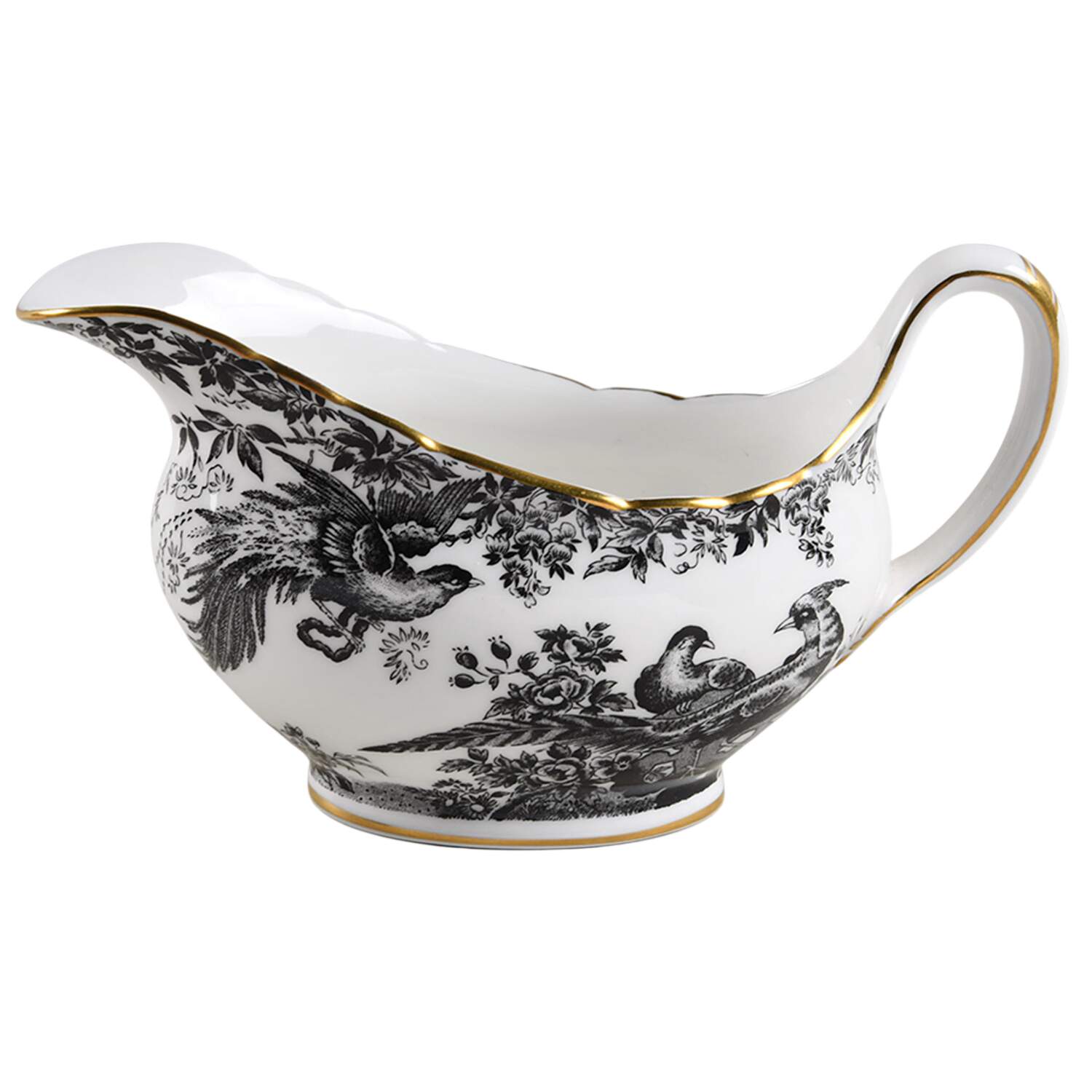 Black Aves (Gold Trim) Gravy Boat by Royal Crown Derby-1