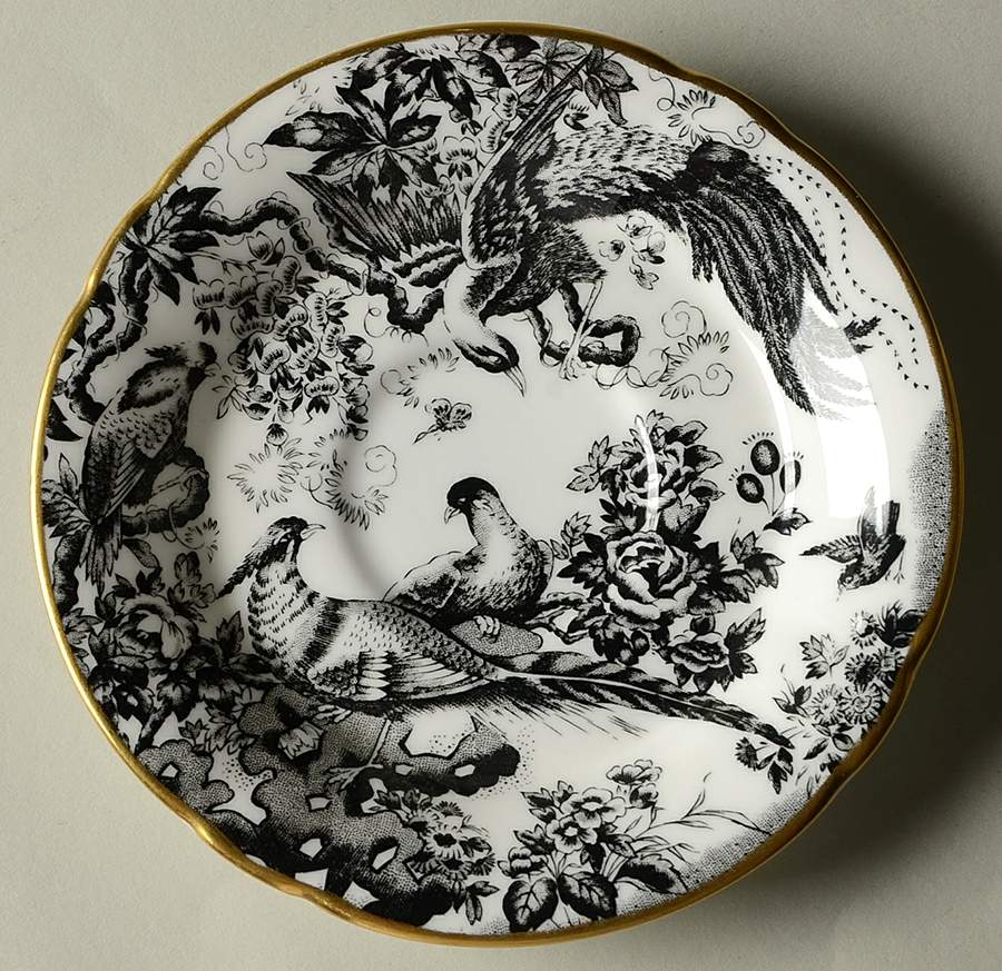 Black Aves (Gold Trim) Saucer by Royal Crown Derby-1