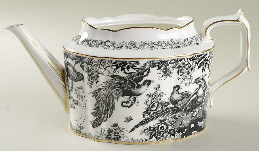 Black Aves (Gold Trim) Teapot No Lid by Royal Crown Derby-1