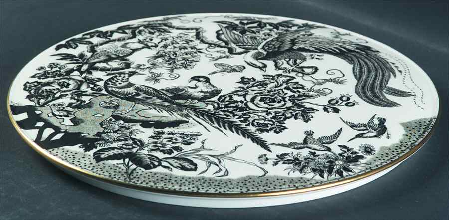 Black Aves (Gold Trim) Gateau Plate by Royal Crown Derby-1
