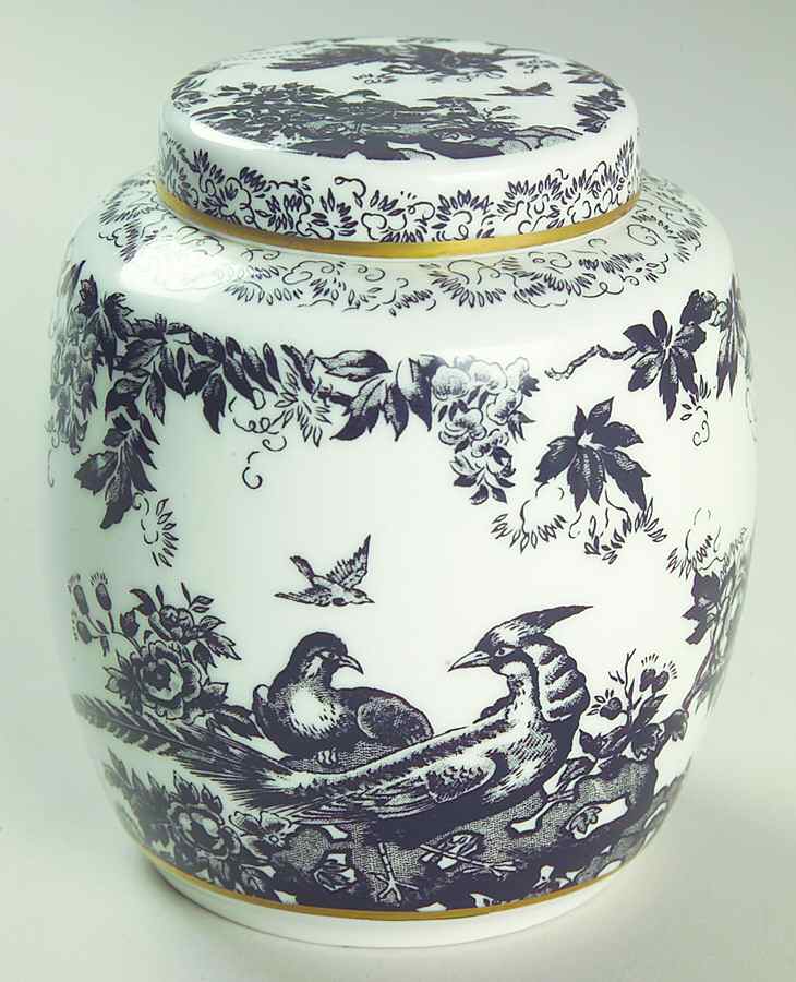 Black Aves (Gold Trim) Small Ginger Jar & Lid by Royal Crown Derby-1