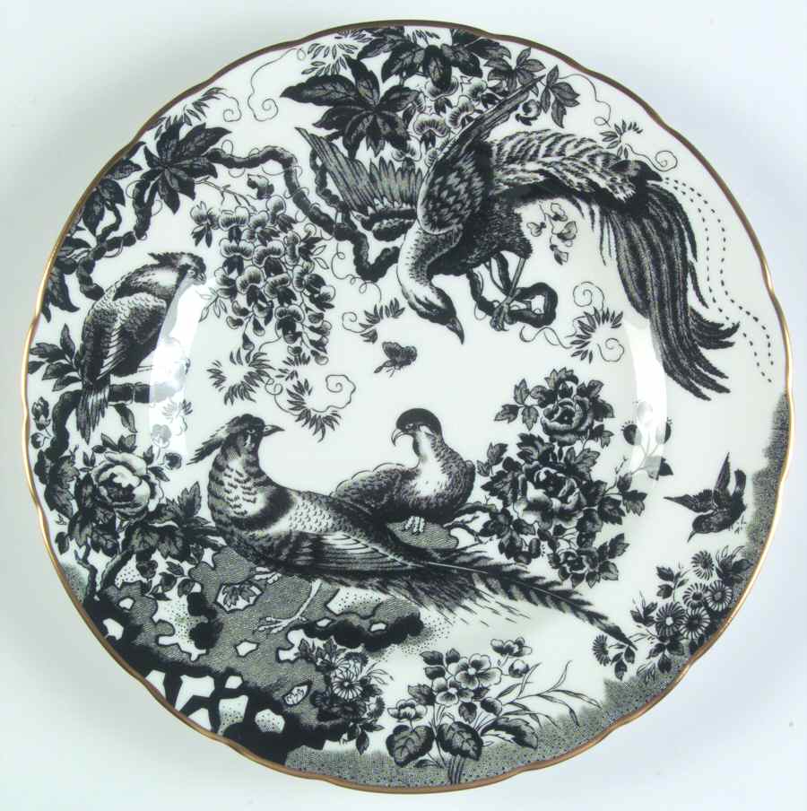 Black Aves (Gold Trim) Salad Plate by Royal Crown Derby-1