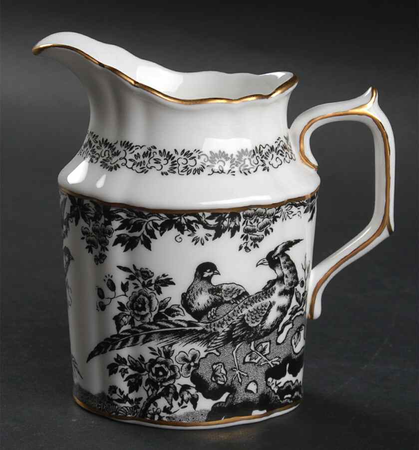 Black Aves (Gold Trim) Creamer by Royal Crown Derby-1