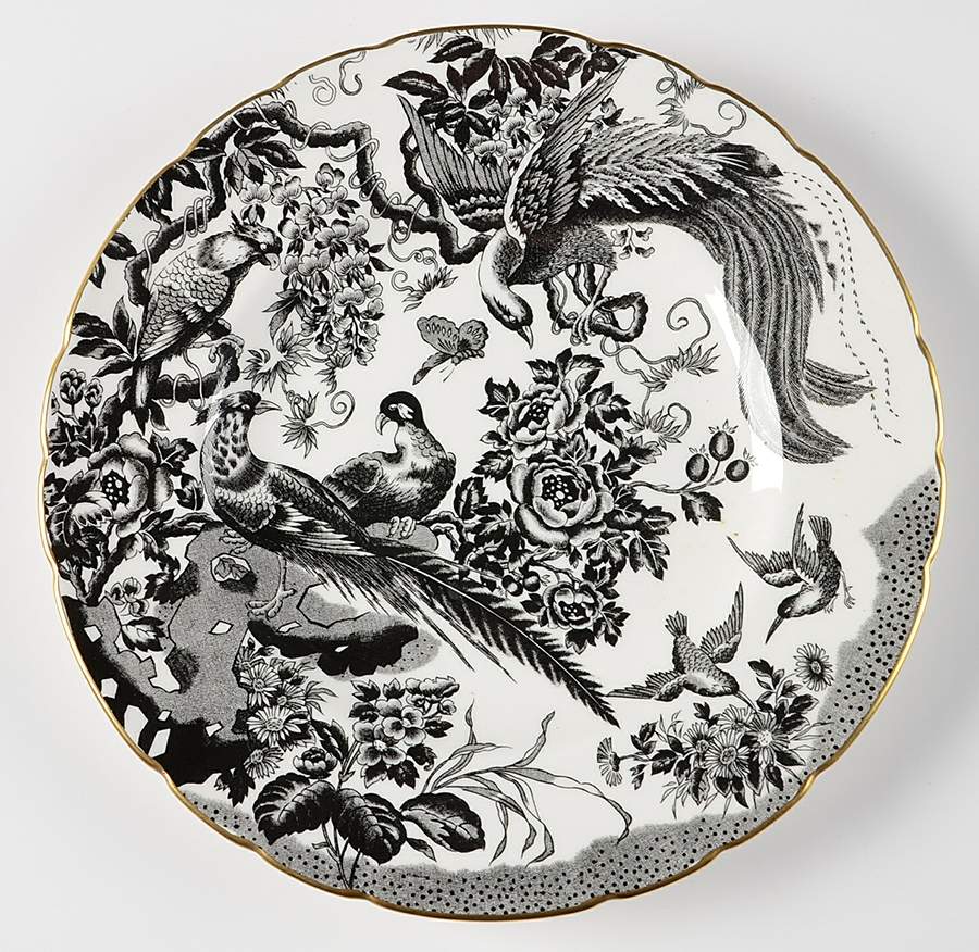 Black Aves (Gold Trim) Dinner Plate by Royal Crown Derby-1