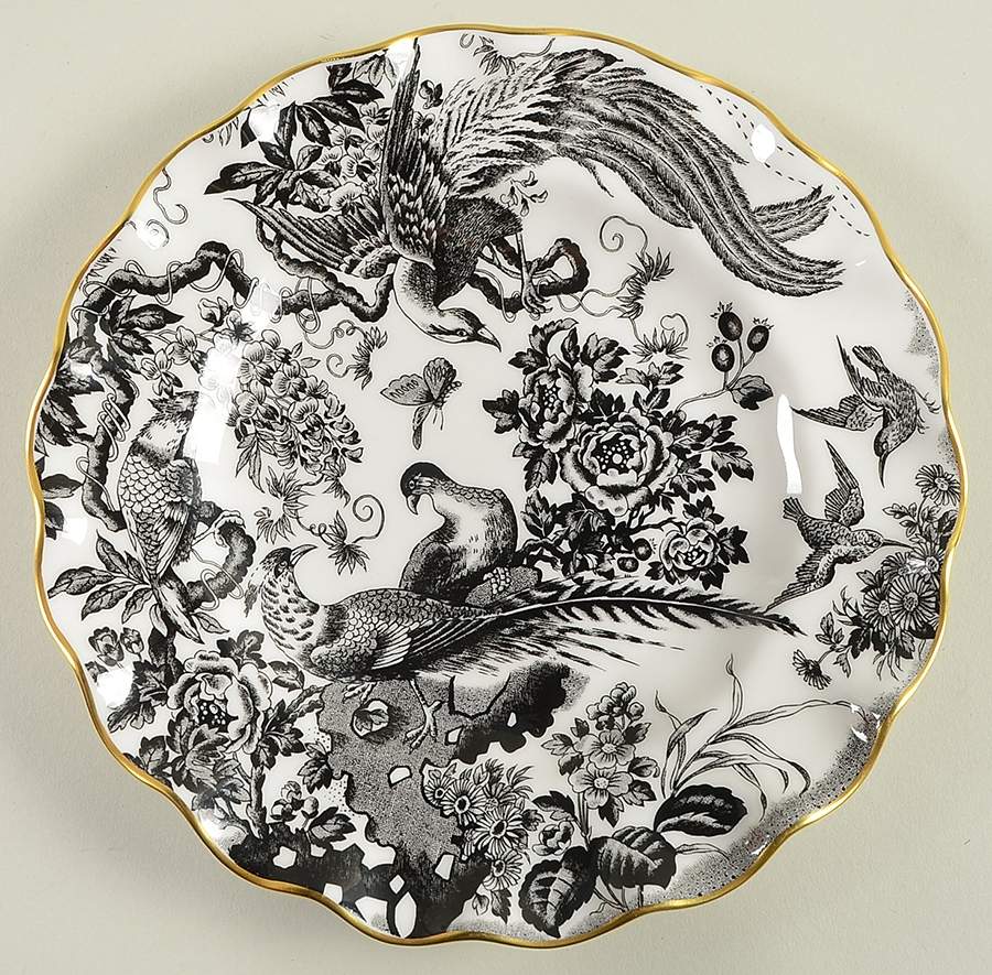 Black Aves (Gold Trim) Sheffield Dessert Plate by Royal Crown Derby-1