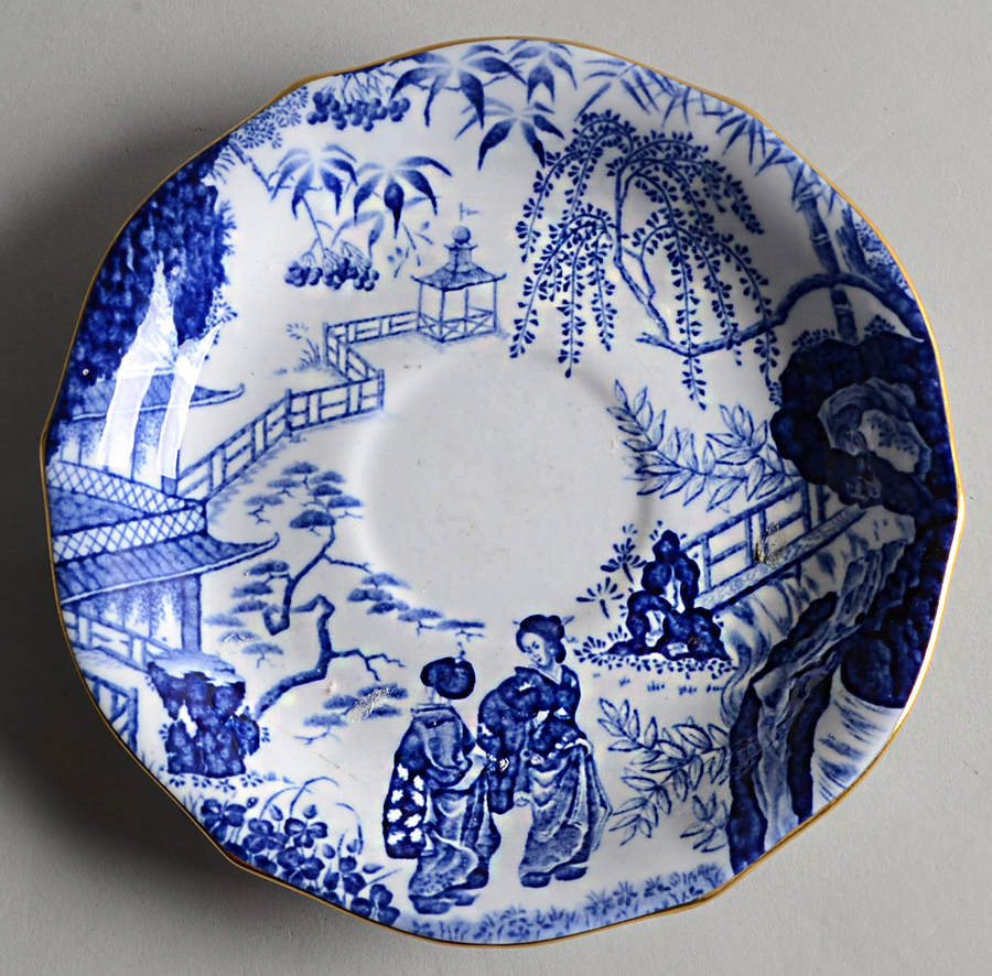 Blue Mikado Saucer for Flat Cup by Royal Crown Derby-1