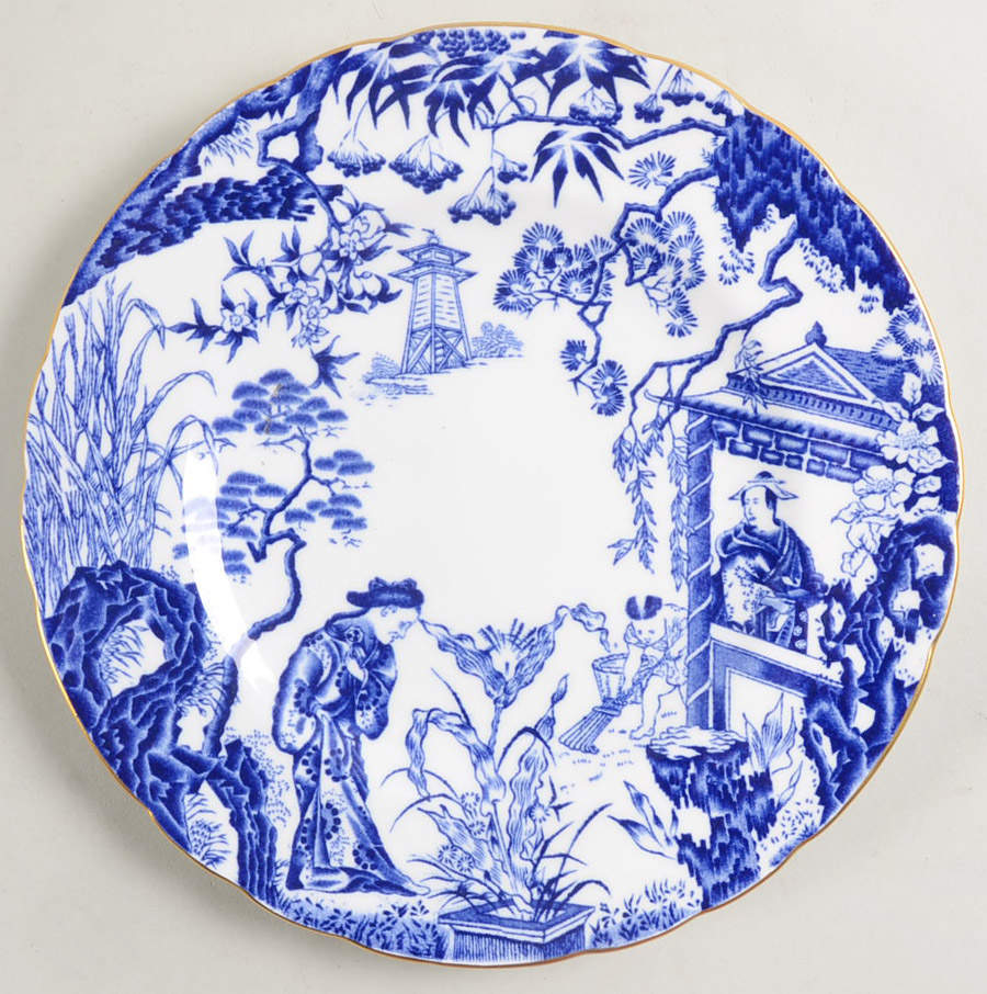 Blue Mikado Salad Plate by Royal Crown Derby-1