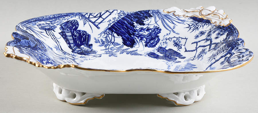 Blue Mikado Large Basket-Square 1685 by Royal Crown Derby-1