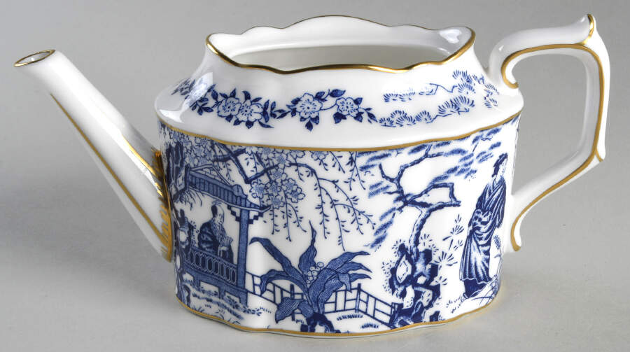 Blue Mikado Mini Teapot No Lid by Royal Crown Derby-1
