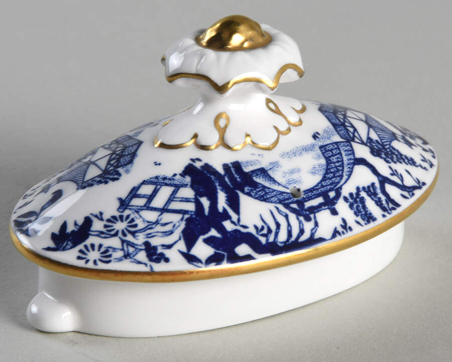 Blue Mikado Lid for Mini Teapot by Royal Crown Derby-1
