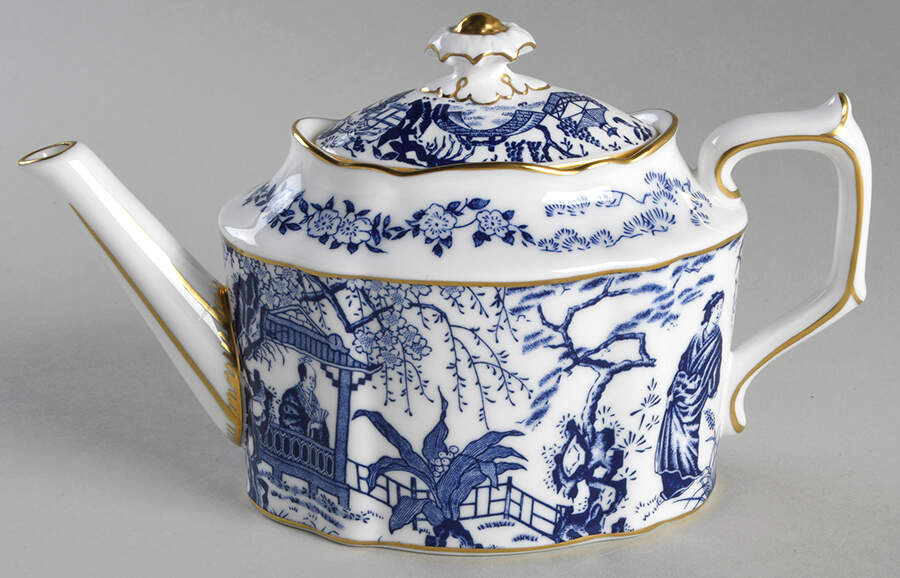 Blue Mikado Mini Teapot & Lid by Royal Crown Derby-1