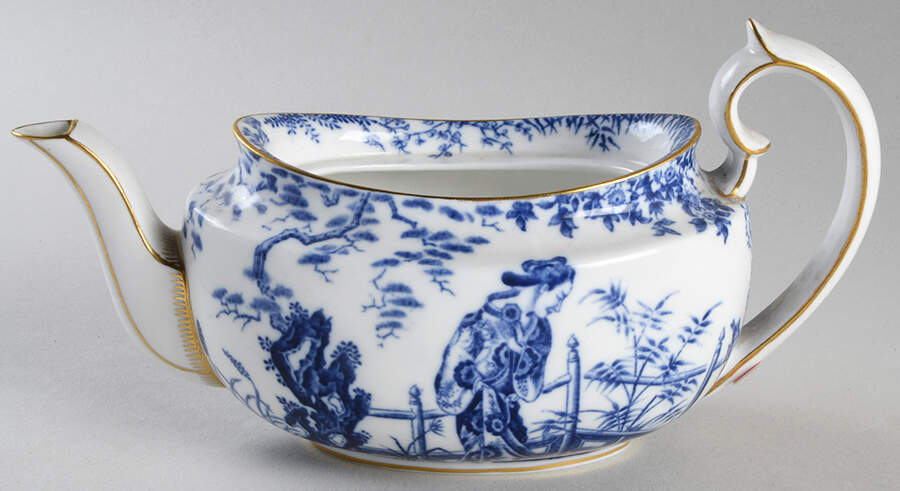 Blue Mikado Small Teapot No Lid by Royal Crown Derby-1