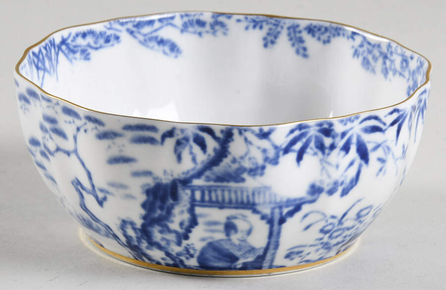 Blue Mikado Mini Open Sugar Bowl by Royal Crown Derby-1