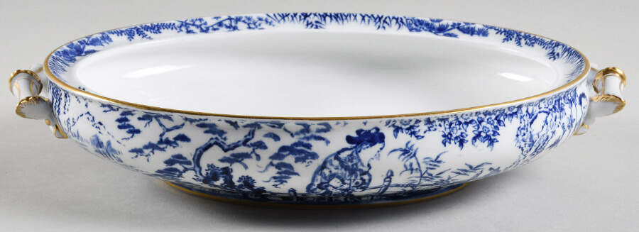 Blue Mikado Oval Vegetable No Lid by Royal Crown Derby-1