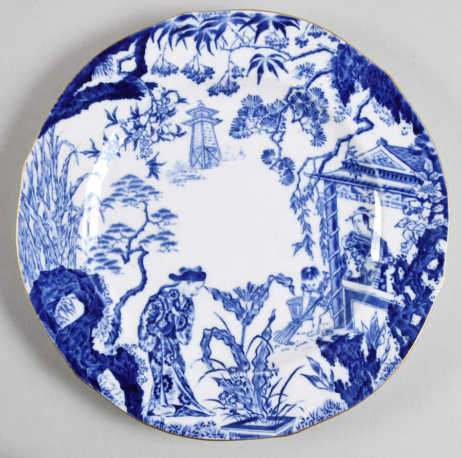 Blue Mikado Salad Plate by Royal Crown Derby-1