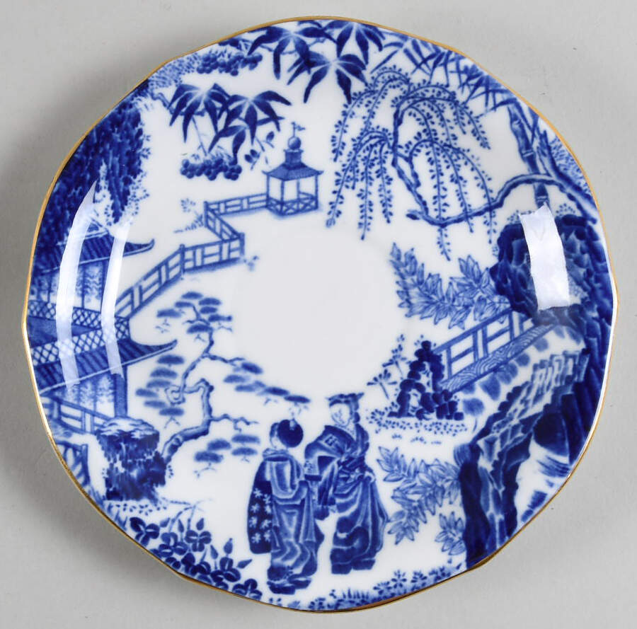 Blue Mikado Saucer for Flat Cup by Royal Crown Derby-1