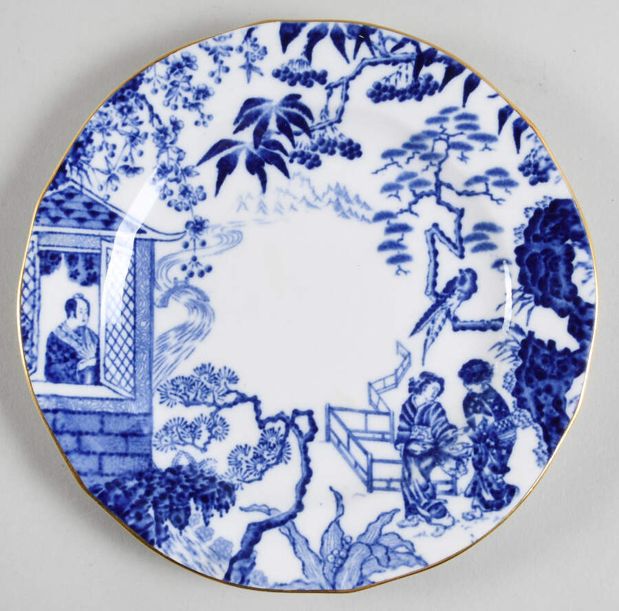 Blue Mikado Bread & Butter Plate by Royal Crown Derby-1