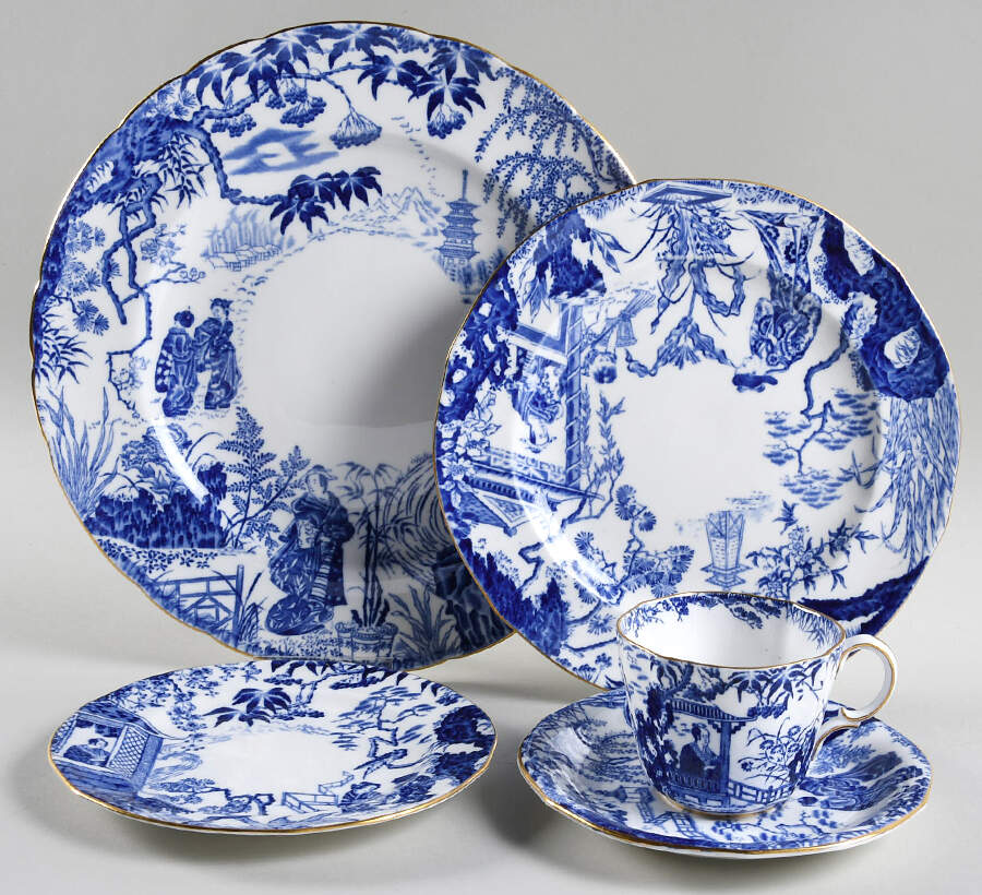 Blue Mikado 40  Piece Estate Set by Royal Crown Derby-1