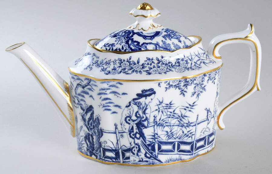 Blue Mikado Small Teapot & Lid by Royal Crown Derby-1