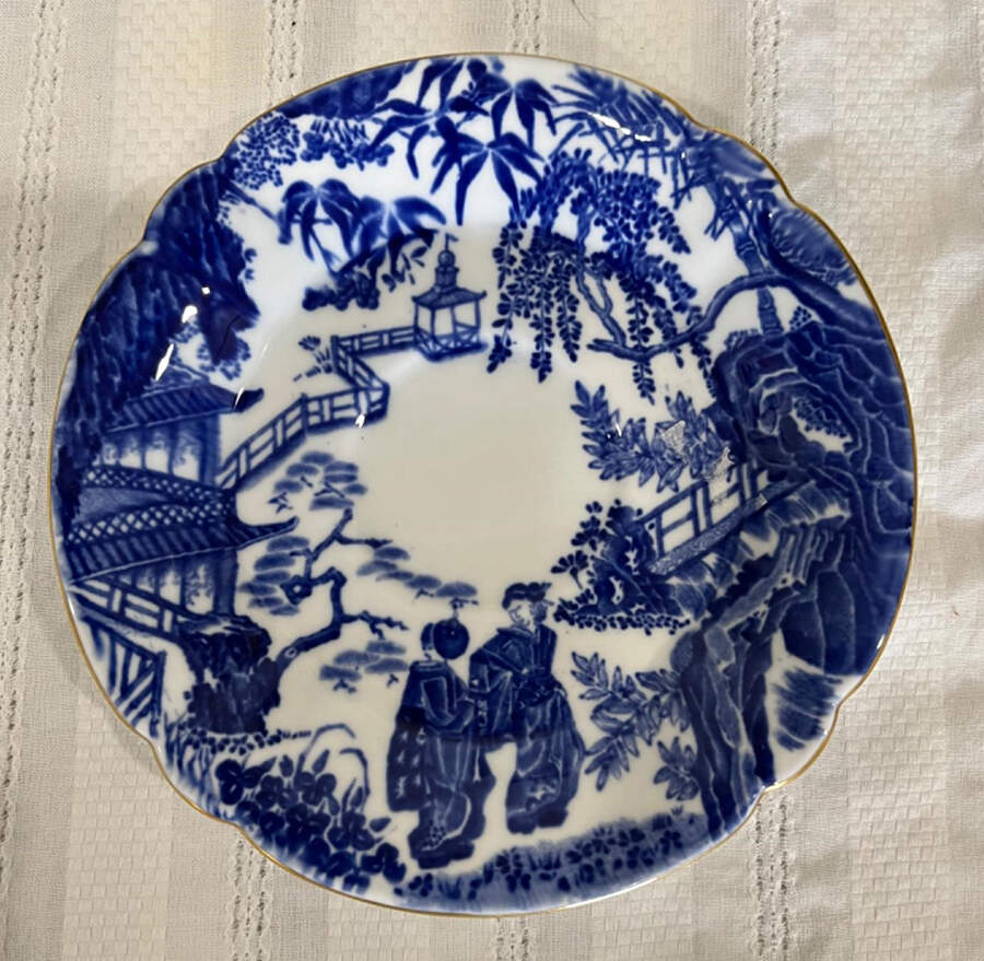 Blue Mikado Saucer for Footed Cup by Royal Crown Derby-1
