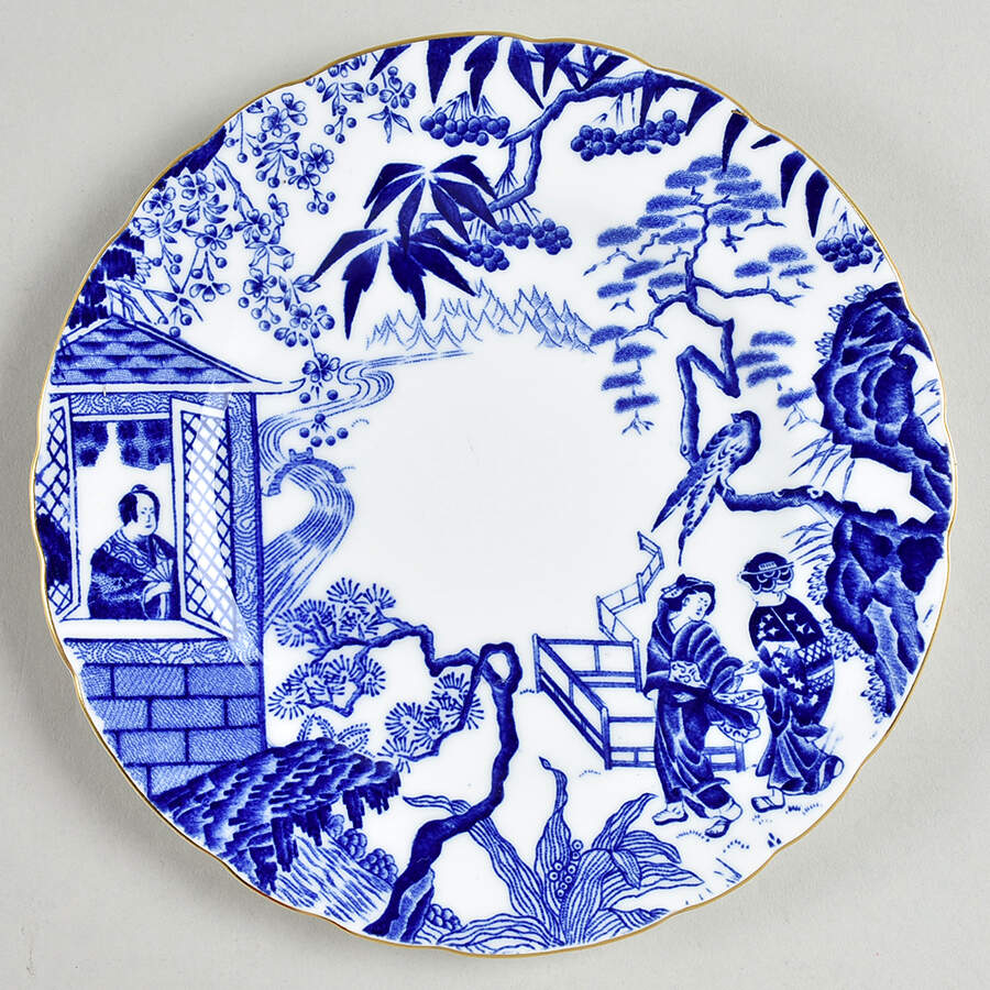 Blue Mikado Bread & Butter Plate by Royal Crown Derby-1