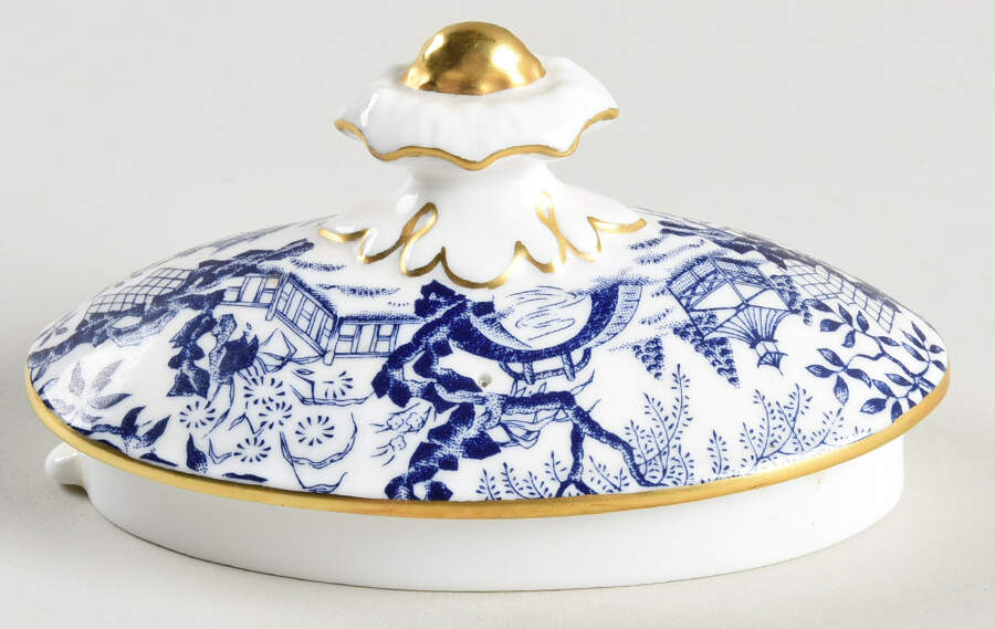 Blue Mikado Lid for Teapot by Royal Crown Derby-1