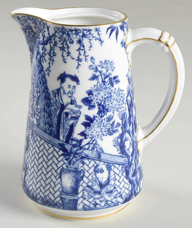 Blue Mikado Pitcher No Lid by Royal Crown Derby-1