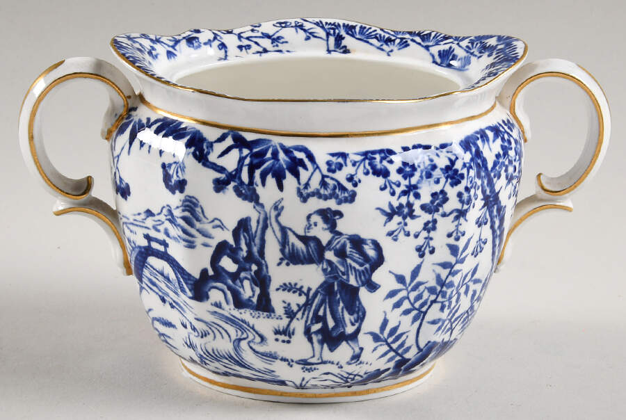 Blue Mikado Sugar Bowl No Lid by Royal Crown Derby-1