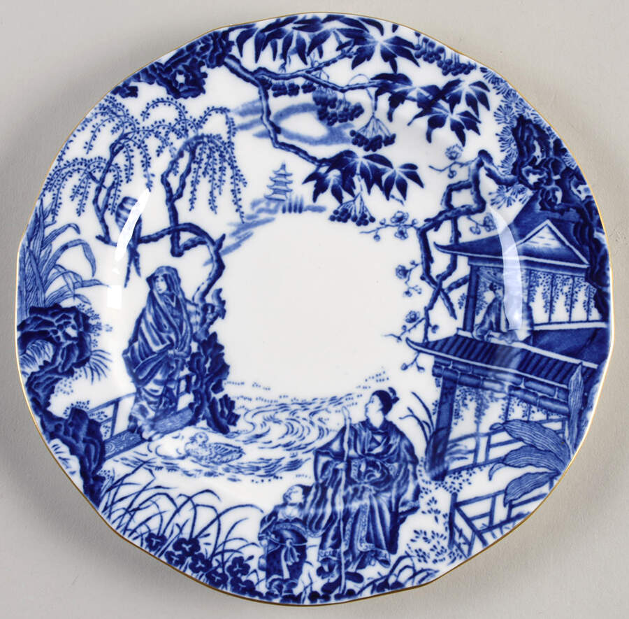 Blue Mikado Salad Plate by Royal Crown Derby-1