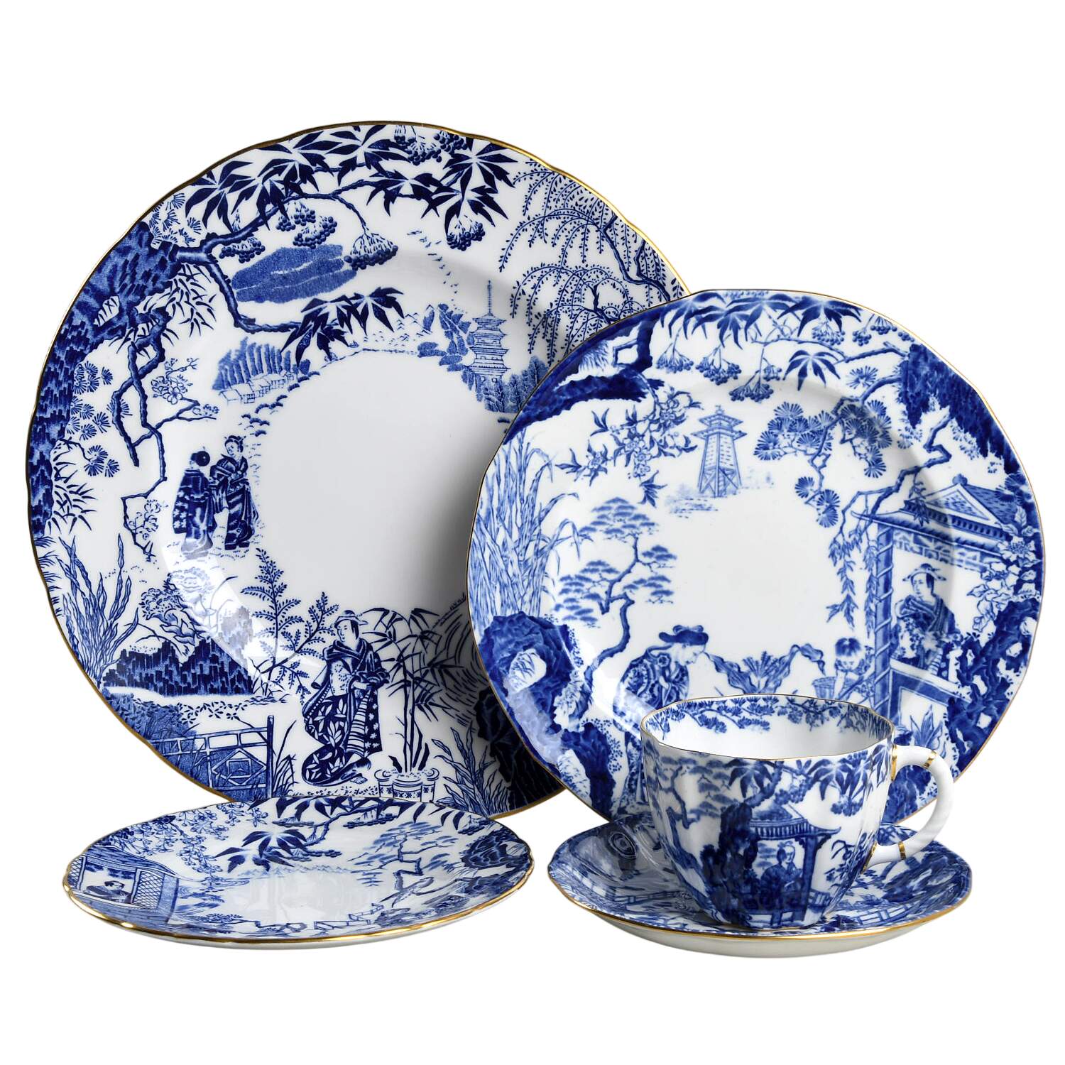 Blue Mikado 40  Piece Estate Set by Royal Crown Derby-1