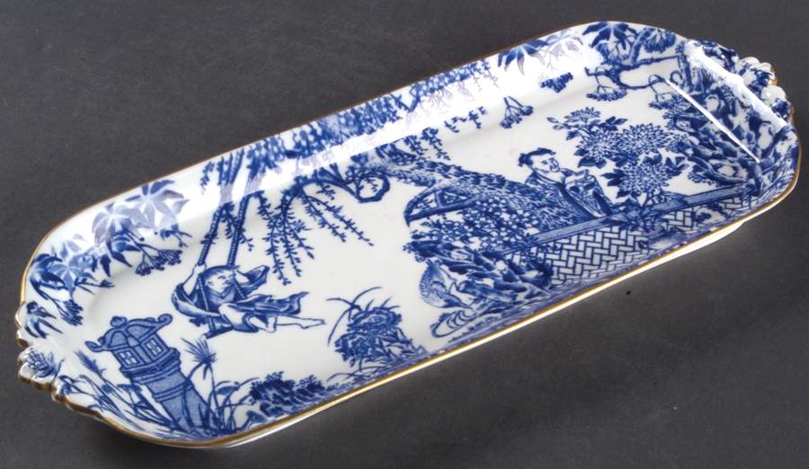 Blue Mikado Large Sandwich Tray by Royal Crown Derby-1
