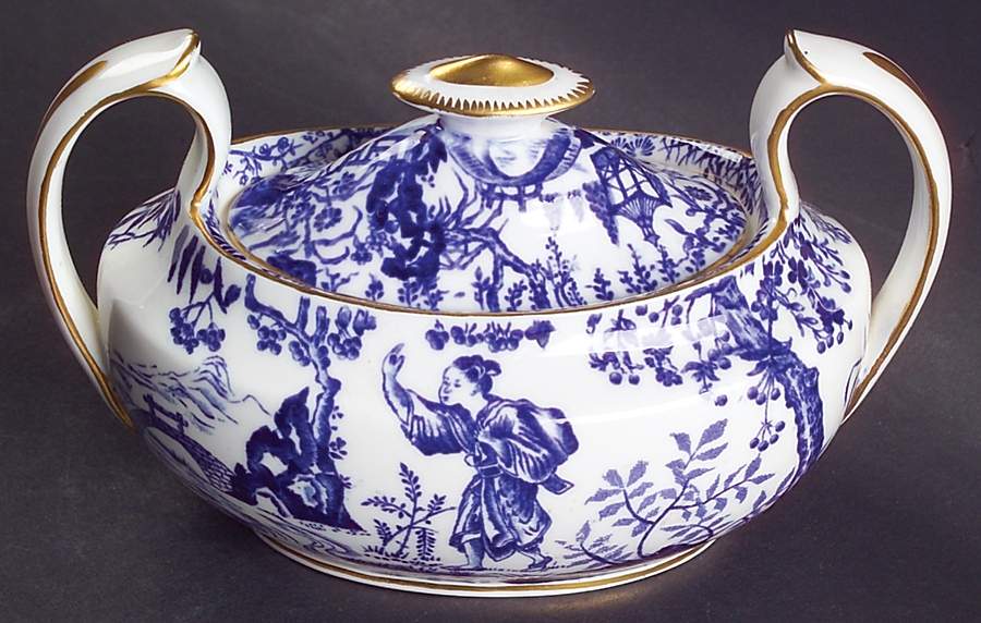 Blue Mikado Mini Sugar Bowl & Lid by Royal Crown Derby-1