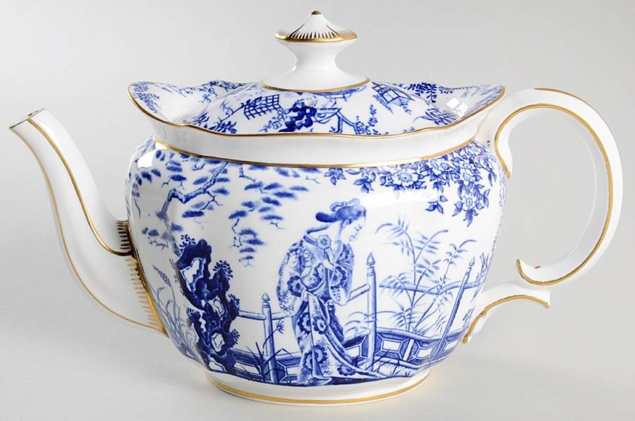 Blue Mikado Small Teapot & Lid by Royal Crown Derby-1