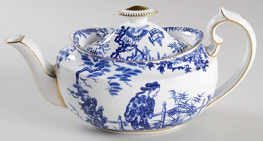 Blue Mikado Teapot & Lid by Royal Crown Derby-1