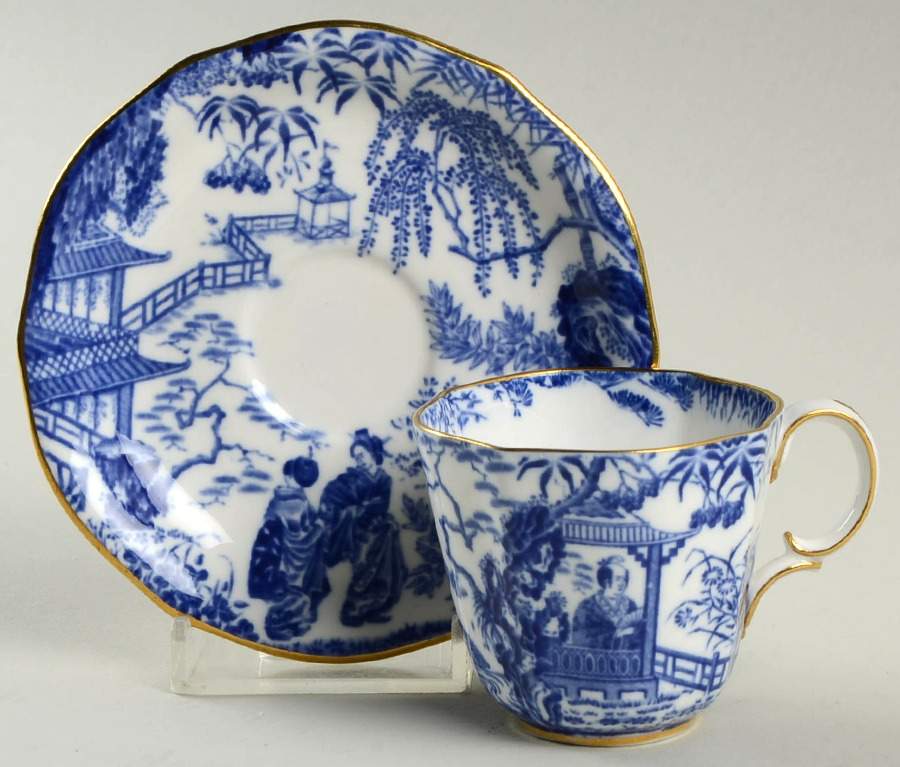 Blue Mikado Flat Demitasse Cup & Saucer Set by Royal Crown Derby-1