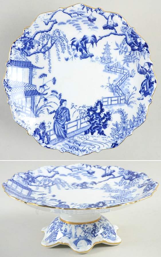 Blue Mikado Round Compote (Height X Width) by Royal Crown Derby-1